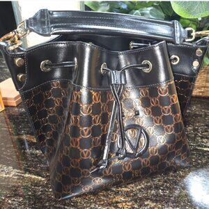 NWT Athentic Valentino Manele Monogram Drawstring 2 way Leather Handbag